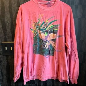 Vintage long sleeve hummingbird t-shirt pink nature
